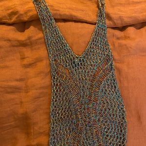 Dress: Rainbow Iridescent Mesh Knit Design, Size Small